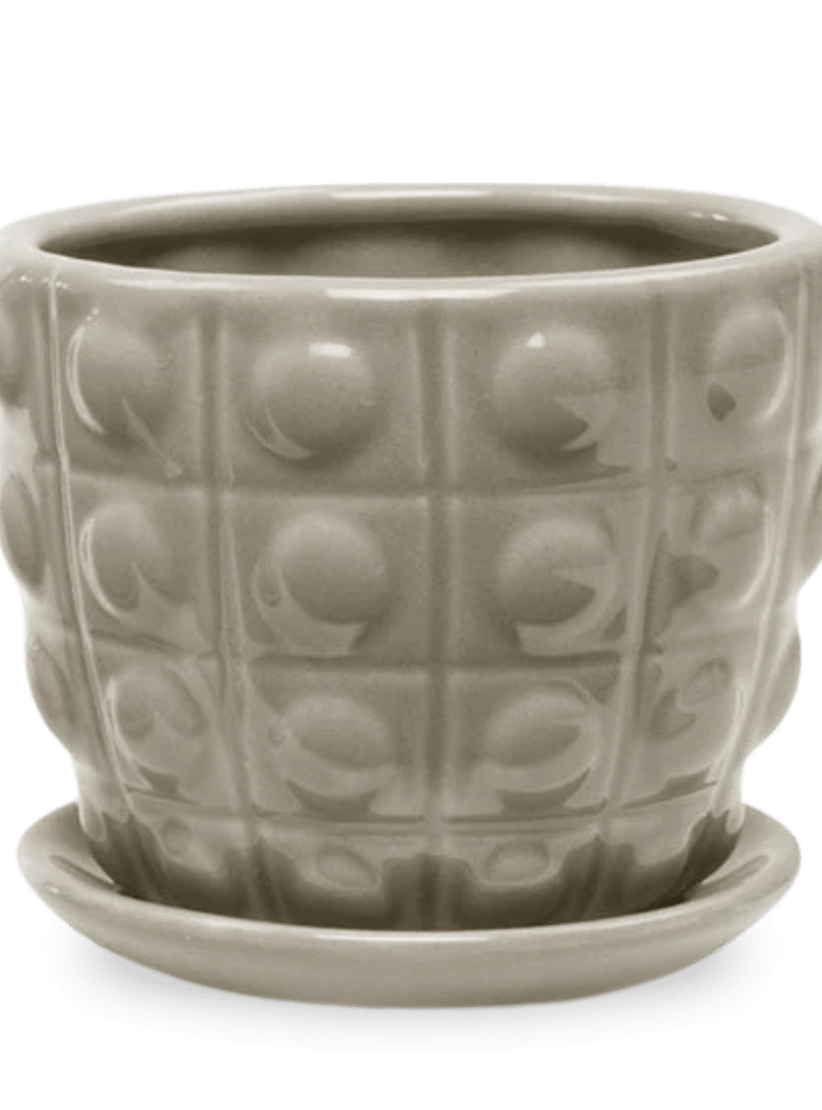 Convex Ceramic Pot With Drainage Hole And Saucer - Chive Ceramics Studio - Pots - Chive US