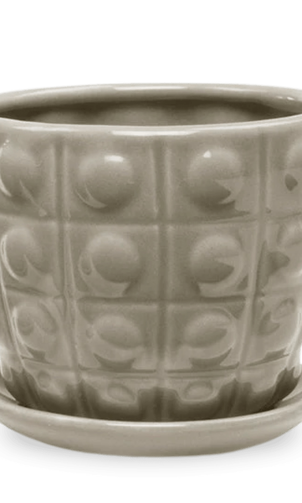 Convex Ceramic Pot With Drainage Hole And Saucer - Chive Ceramics Studio - Pots - Chive US