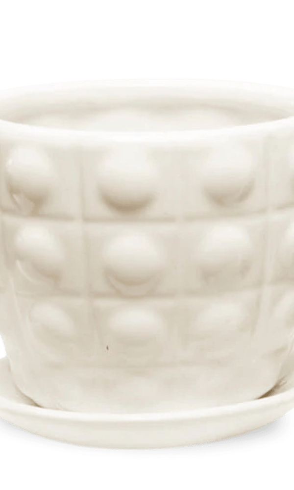 Convex Ceramic Pot With Drainage Hole And Saucer - Chive Ceramics Studio - Pots - Chive US