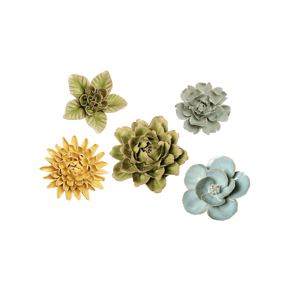 Ceramic Flowers With Keyhole For Hanging On Walls Lisbon Set - Chive Ceramics Studio - Ceramic Flower Sets - Chive US