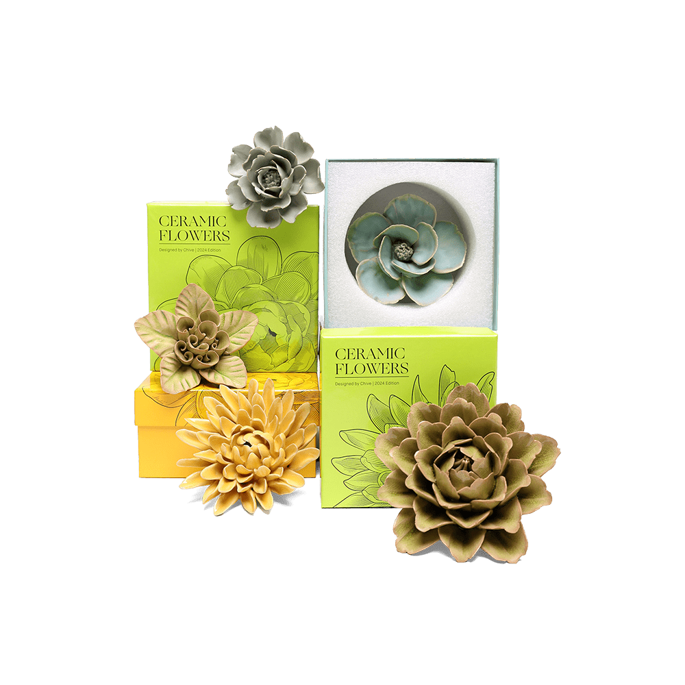 Ceramic Flowers With Keyhole For Hanging On Walls Lisbon Set - Chive Ceramics Studio - Ceramic Flower Sets - Chive US