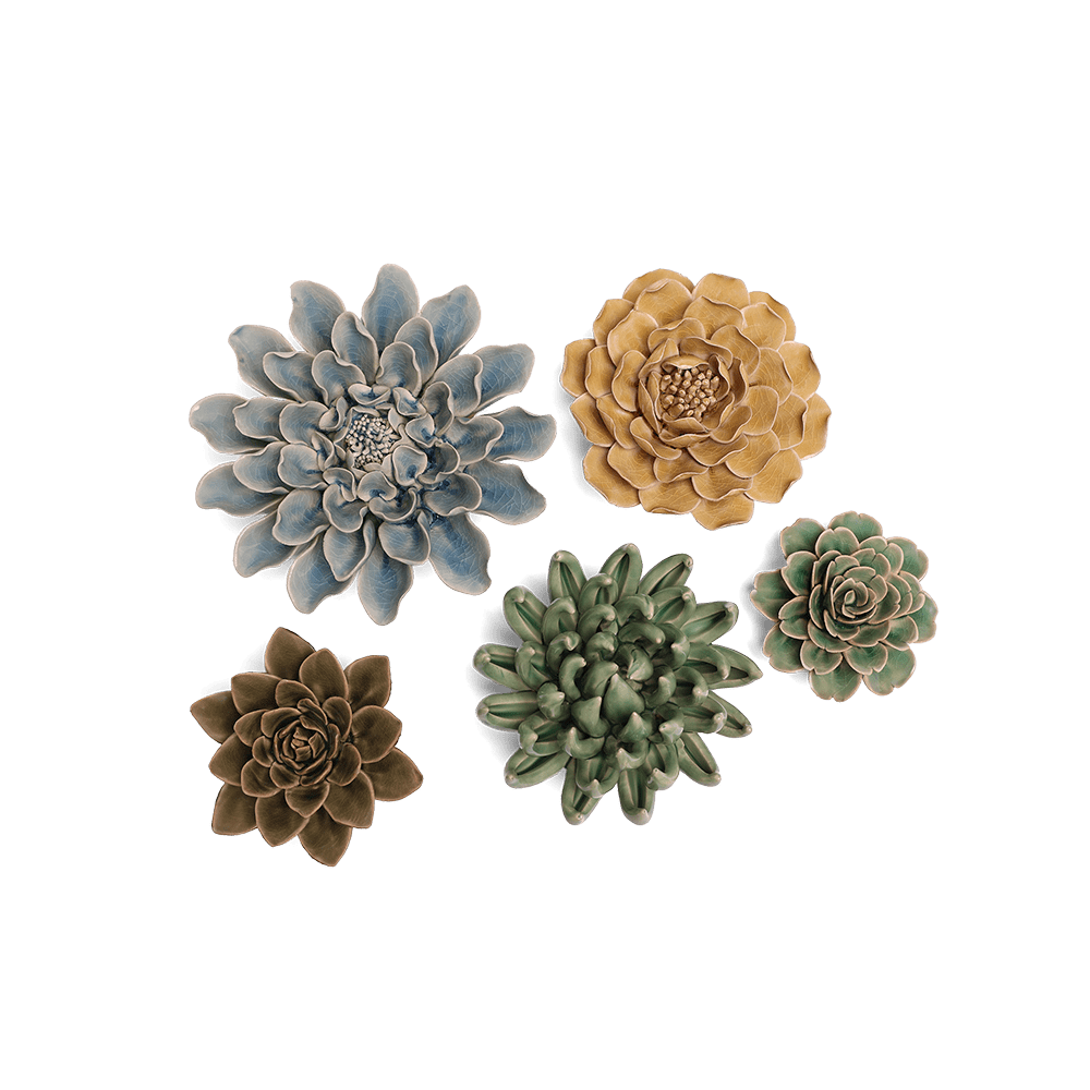 Ceramic Flowers With Keyhole For Hanging On Walls Valencia Set - Chive Ceramics Studio - Ceramic Flower Sets - Chive US
