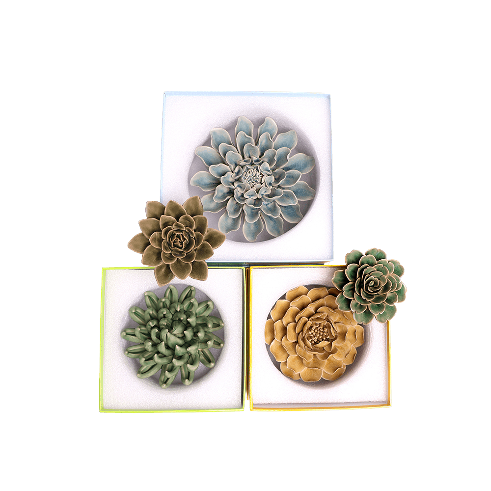 Ceramic Flowers With Keyhole For Hanging On Walls Valencia Set - Chive Ceramics Studio - Ceramic Flower Sets - Chive US