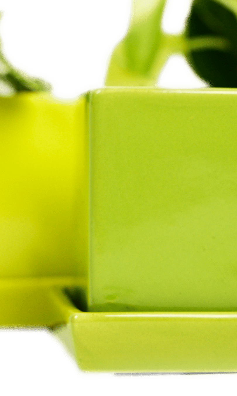 Cube & Saucer Ceramic Pot With Drainage Hole - Chive Ceramics Studio - Pots - Chive Ceramics Studio