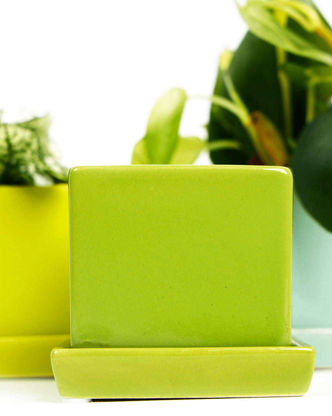 Cube & Saucer Ceramic Pot With Drainage Hole - Chive Ceramics Studio - Pots - Chive Ceramics Studio