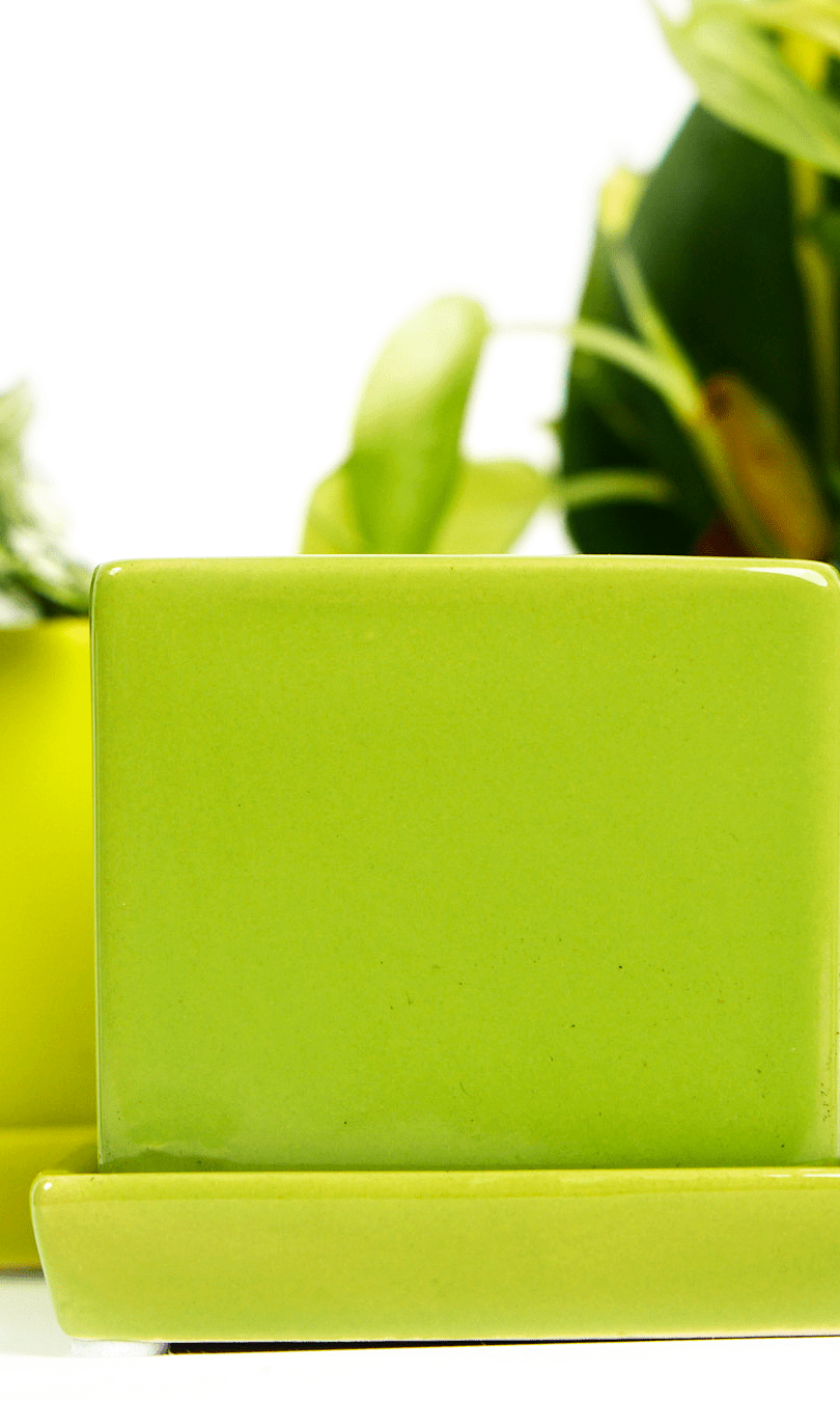 Cube & Saucer Ceramic Pot With Drainage Hole - Chive Ceramics Studio - Pots - Chive Ceramics Studio