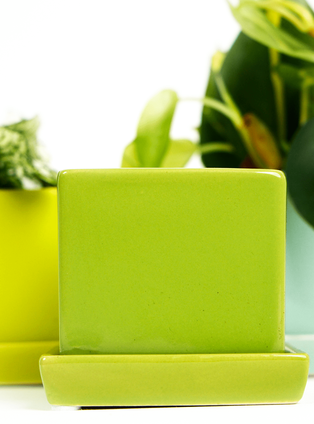 Cube & Saucer Ceramic Pot With Drainage Hole - Chive Ceramics Studio - Pots - Chive Ceramics Studio