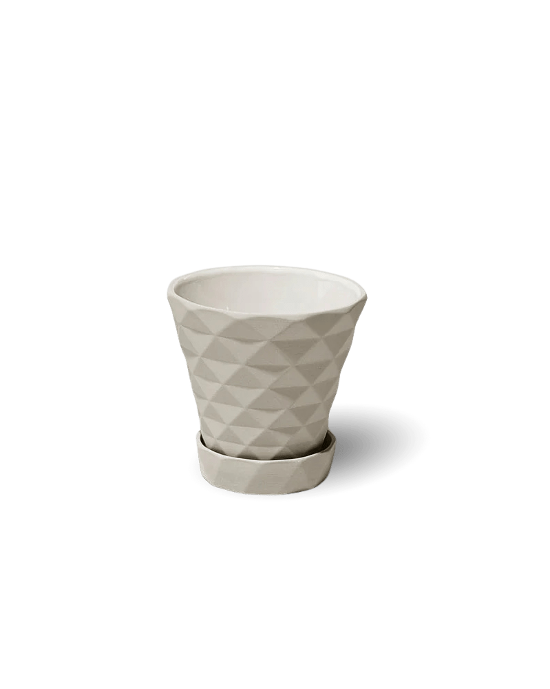 Diamond Porcelain Modern Indoor Plant Pot With Saucer - Chive Ceramics Studio - Pots - Chive US