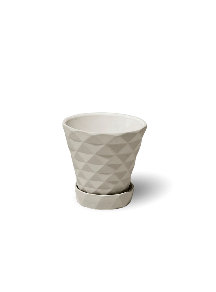 Diamond Porcelain Modern Indoor Plant Pot With Saucer - Chive Ceramics Studio - Pots - Chive US