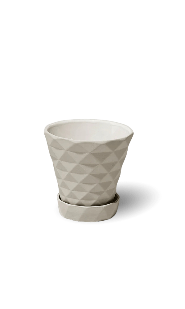 Diamond Porcelain Modern Indoor Plant Pot With Saucer - Chive Ceramics Studio - Pots - Chive US
