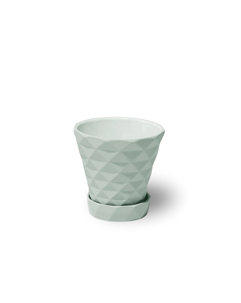 Diamond Porcelain Modern Indoor Plant Pot With Saucer - Chive Ceramics Studio - Pots - Chive US
