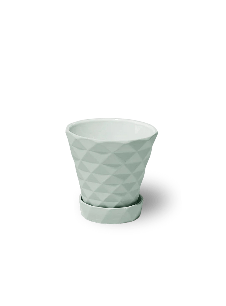 Diamond Porcelain Modern Indoor Plant Pot With Saucer - Chive Ceramics Studio - Pots - Chive US