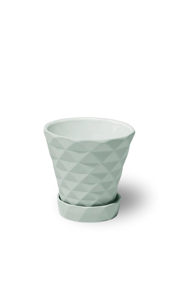 Diamond Porcelain Modern Indoor Plant Pot With Saucer - Chive Ceramics Studio - Pots - Chive US