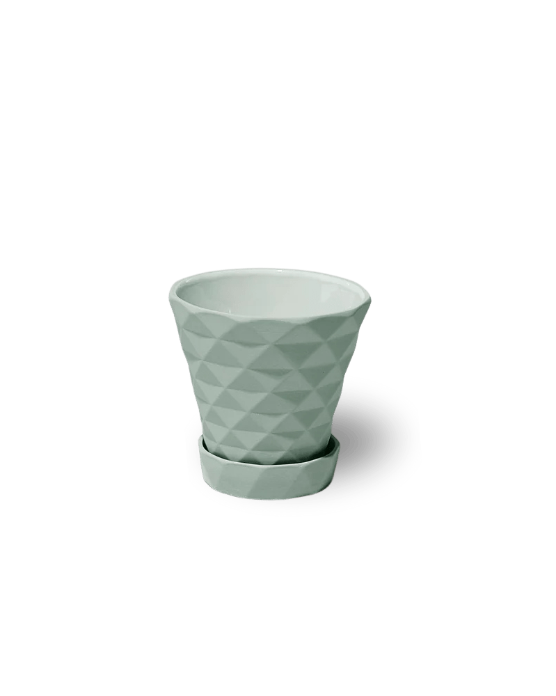 Diamond Porcelain Modern Indoor Plant Pot With Saucer - Chive Ceramics Studio - Pots - Chive US