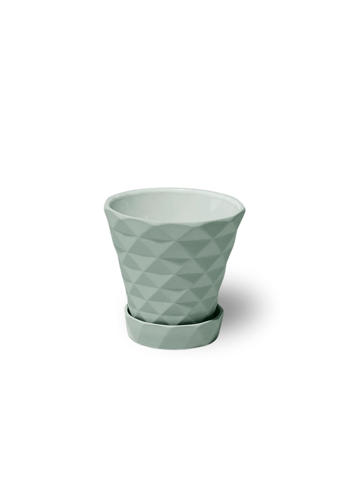 Diamond Porcelain Modern Indoor Plant Pot With Saucer - Chive Ceramics Studio - Pots - Chive US