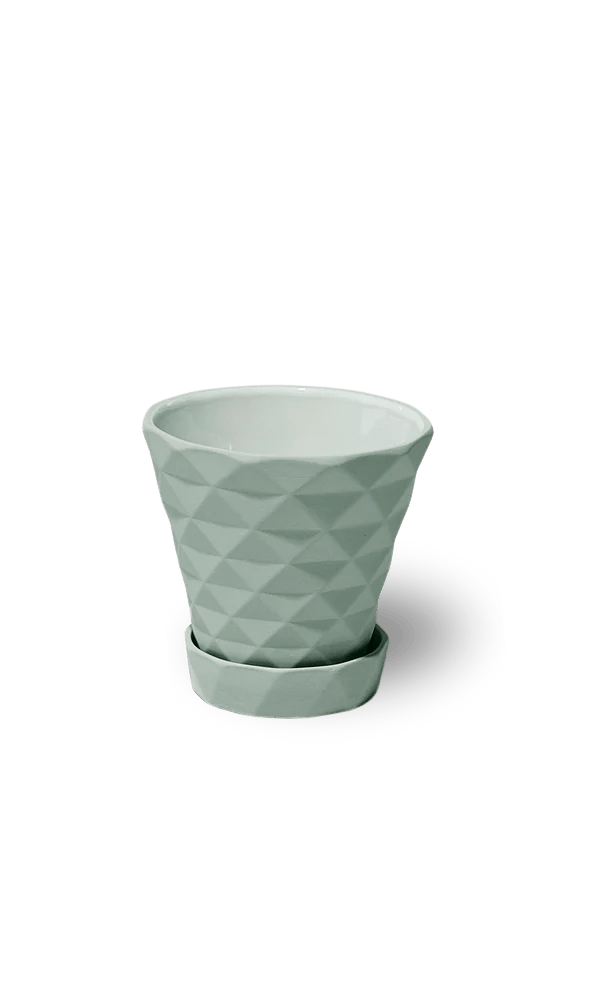 Diamond Porcelain Modern Indoor Plant Pot With Saucer - Chive Ceramics Studio - Pots - Chive US