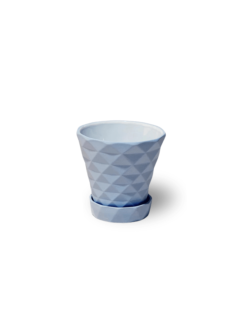Diamond Porcelain Modern Indoor Plant Pot With Saucer - Chive Ceramics Studio - Pots - Chive US