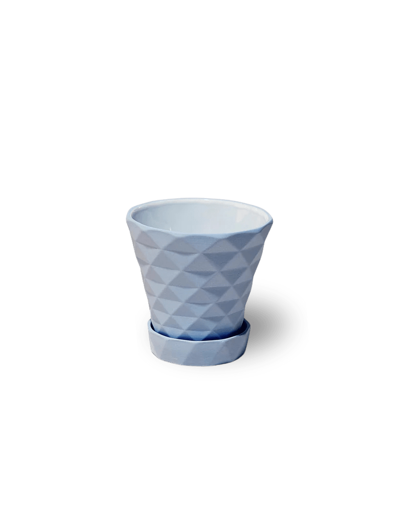 Diamond Porcelain Modern Indoor Plant Pot With Saucer - Chive Ceramics Studio - Pots - Chive US