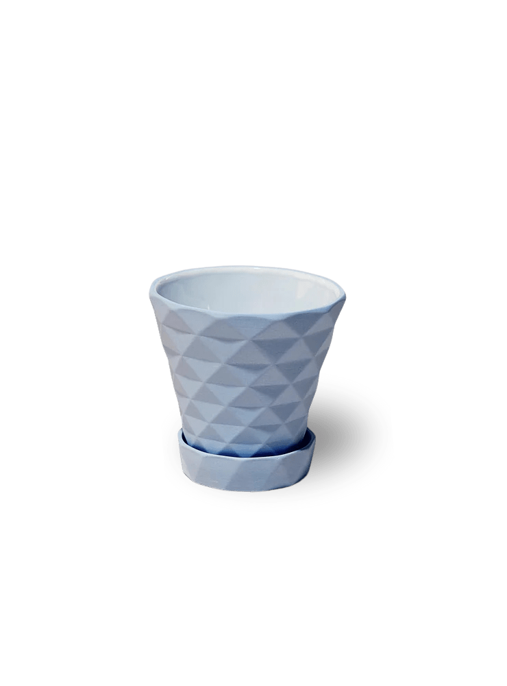 Diamond Porcelain Modern Indoor Plant Pot With Saucer - Chive Ceramics Studio - Pots - Chive US