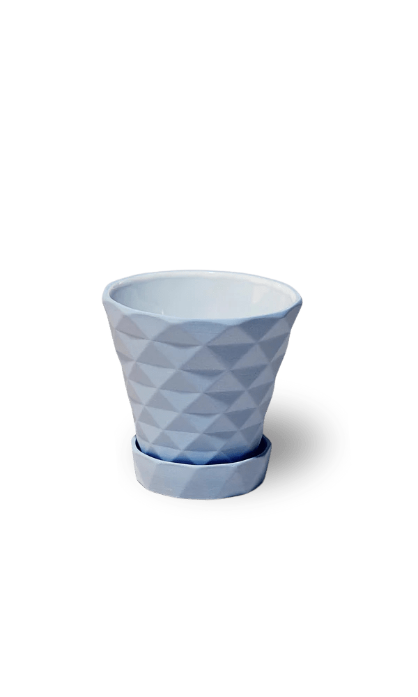 Diamond Porcelain Modern Indoor Plant Pot With Saucer - Chive Ceramics Studio - Pots - Chive US