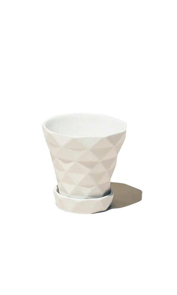 Diamond Porcelain Modern Indoor Plant Pot With Saucer - Chive Ceramics Studio - Pots - Chive US