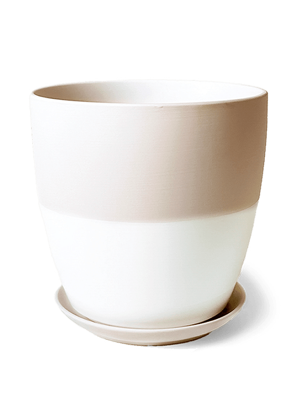 Dyad Porcelain Modern Indoor Plant Pot With Saucer | 6, 8 & 10 inches - Chive Ceramics Studio - Pots - Chive Ceramics Studio