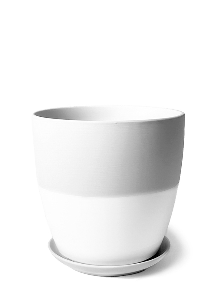 Dyad Porcelain Modern Indoor Plant Pot With Saucer - Chive Ceramics Studio - Pots - Chive US