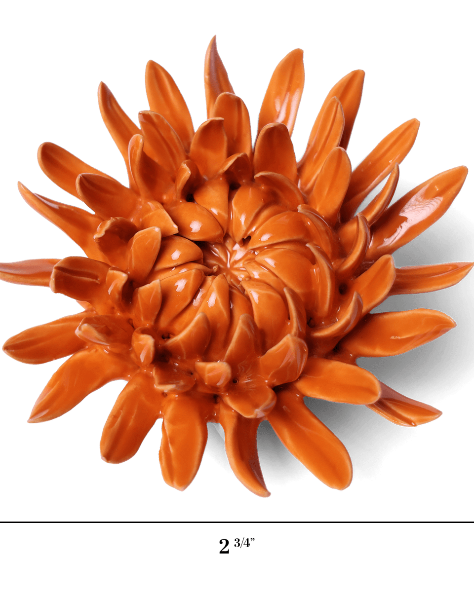 Orange Sarah Mum - Chive Ceramics Studio - Ceramic Flowers - Chive Ceramics Studio