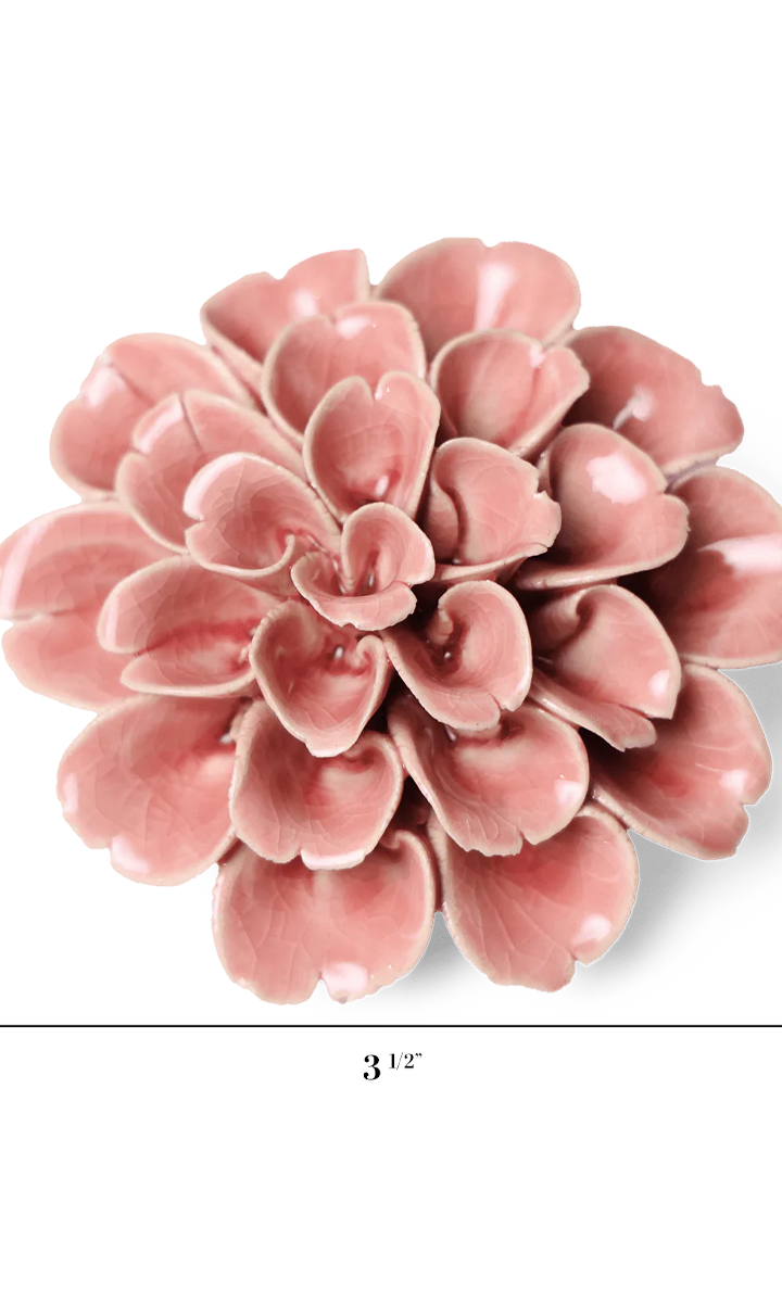 Champagne pink Hydrangea ceramic wall flower — English Garden Collection — handmade by Chive Studio Toronto