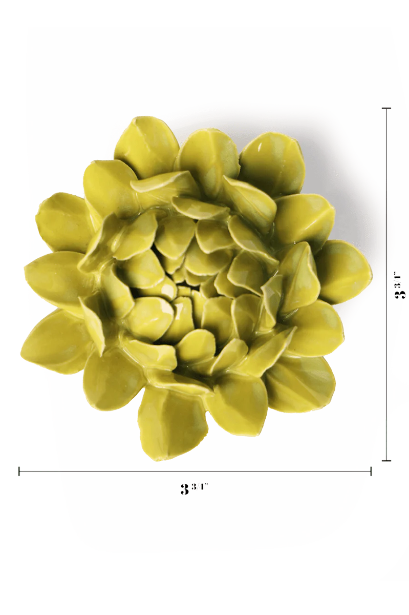 Chartreuse Protea ceramic wall flower — English Garden collection — designed in Toronto by Chive Studio