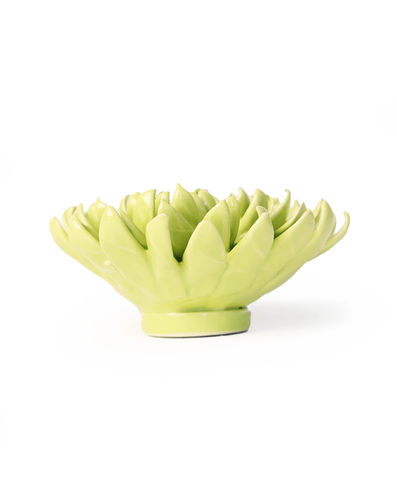 Yellow Green Pompom Mum - Chive Ceramics Studio - Ceramic Flowers - Chive Ceramics Studio