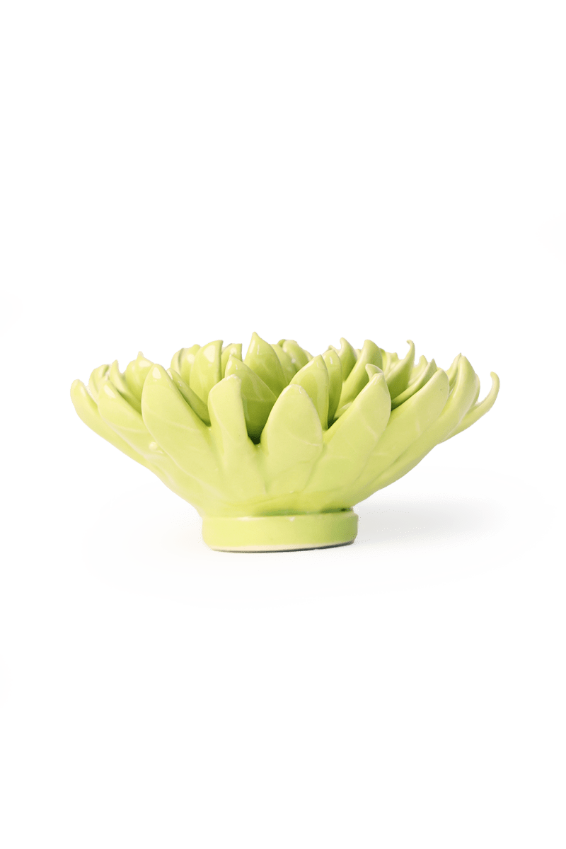 Yellow Green Pompom Mum - Chive Ceramics Studio - Ceramic Flowers - Chive Ceramics Studio