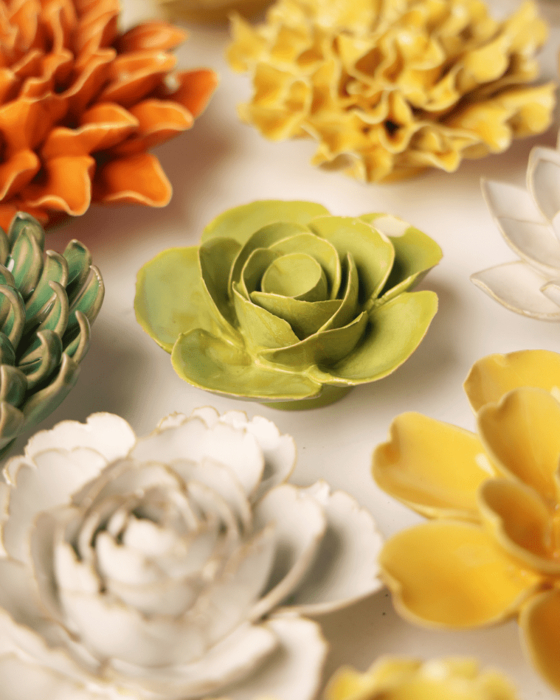 Chartreuse Elegance Ranunculus - Chive Ceramics Studio - Ceramic Flowers - Chive Ceramics Studio