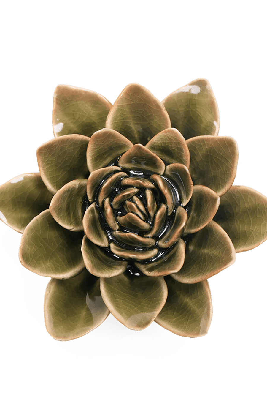 Olive Green Echeveria ceramic wall flower - English Garden collection - handmade by Chive Studio Toronto