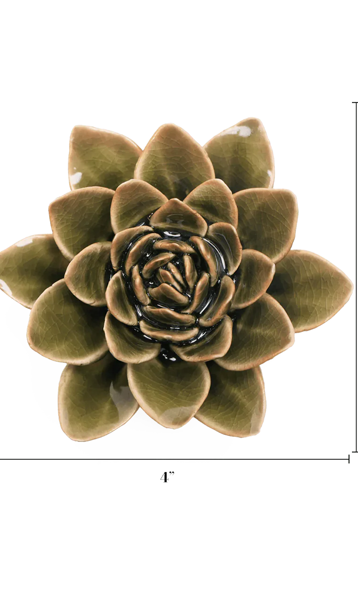 Olive Green Echeveria ceramic wall flower — English Garden collection — designed in Toronto by Chive Studio