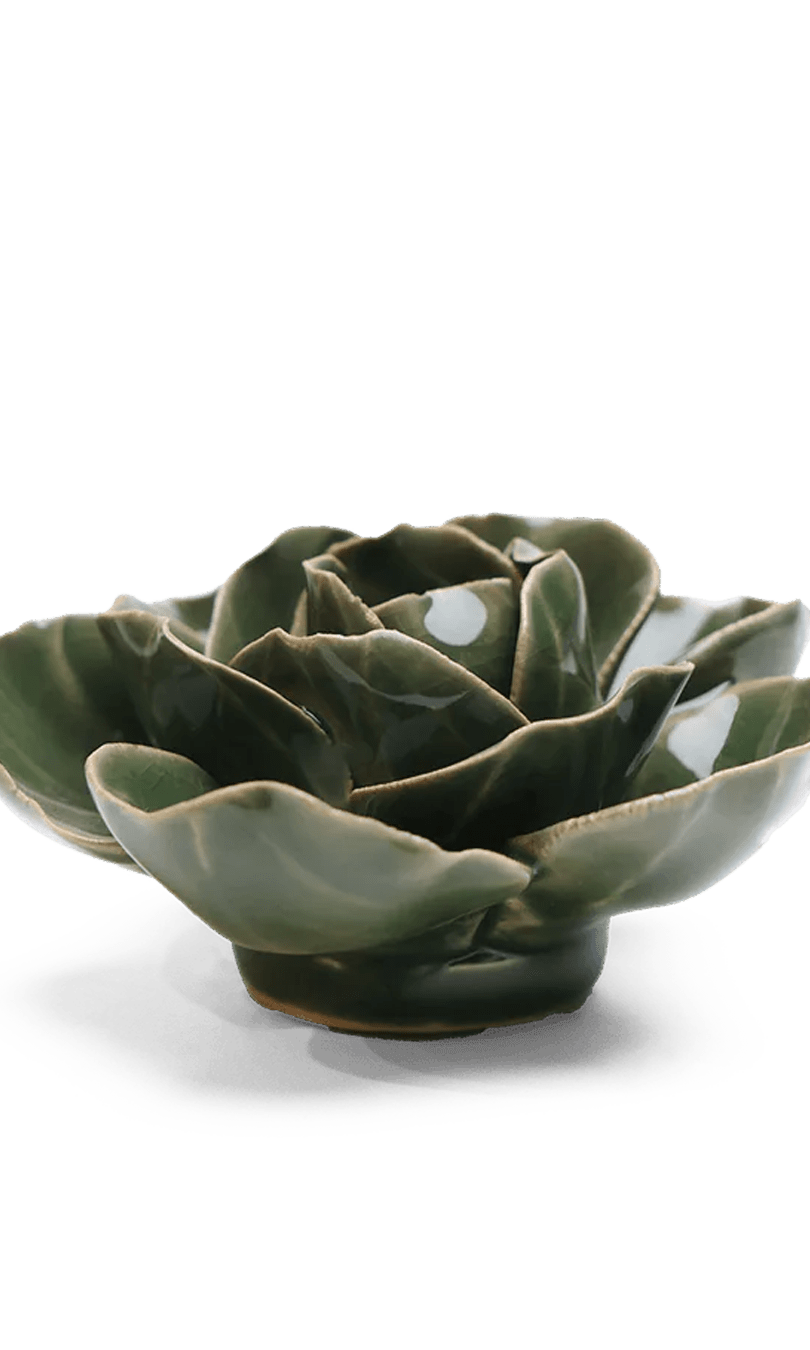 Fir Green Butterfly Ranunculus ceramic wall flower — English Garden collection — designed in Toronto by Chive Studio