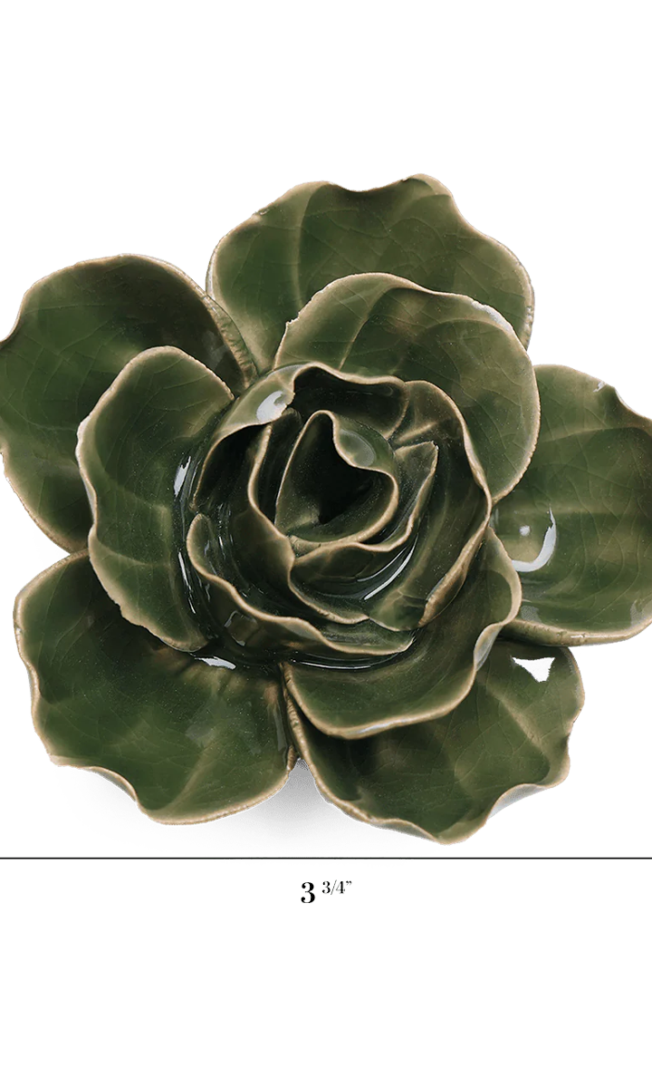 Fir Green Butterfly Ranunculus ceramic wall flower — English Garden collection — designed in Toronto by Chive Studio