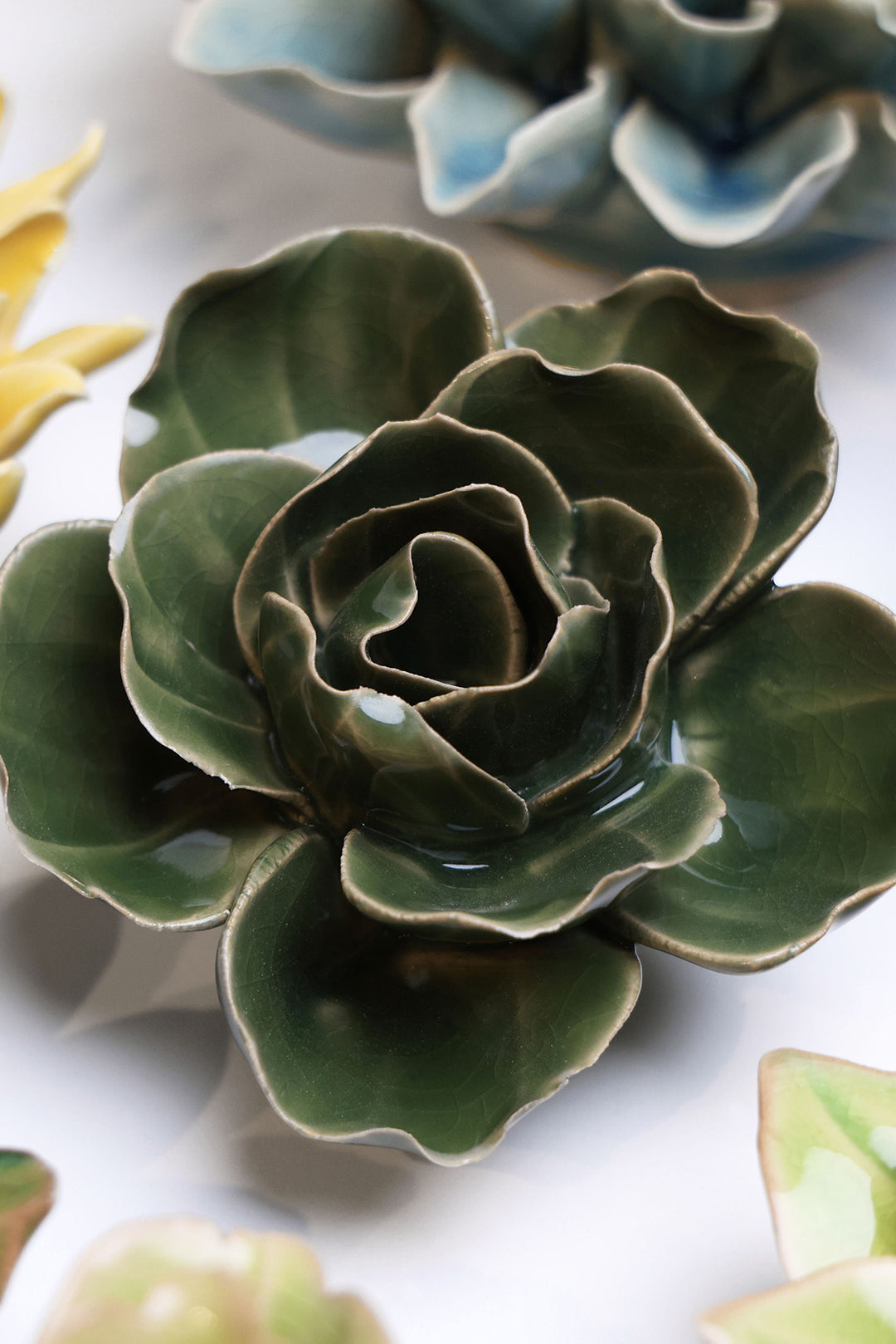 Fir Green Butterfly Ranunculus - Chive Ceramics Studio - Ceramic Flowers - Chive Ceramics Studio