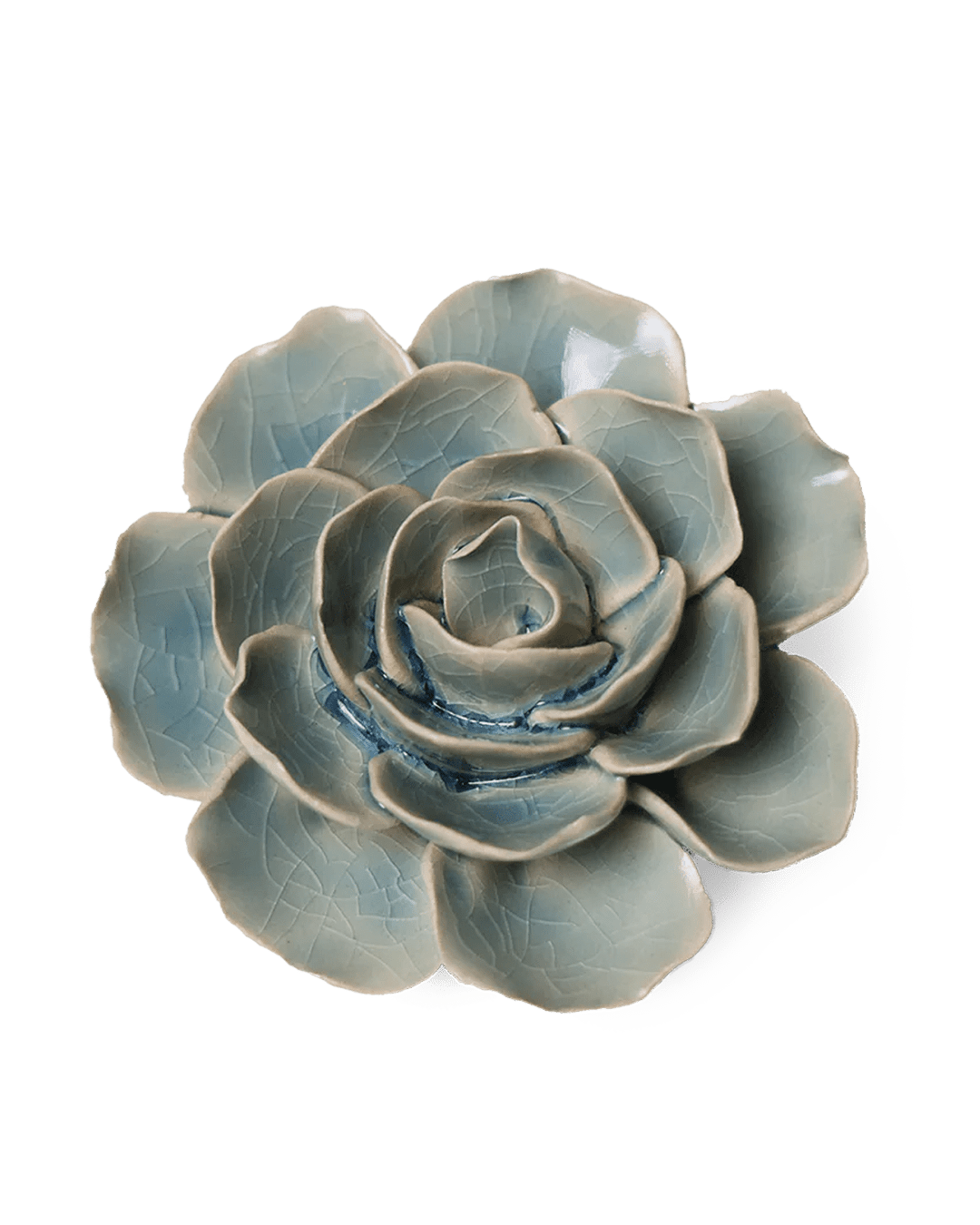 Powder Blue Amandine Ranunculus ceramic wall flower — English Garden collection — designed in Toronto by Chive Studio
