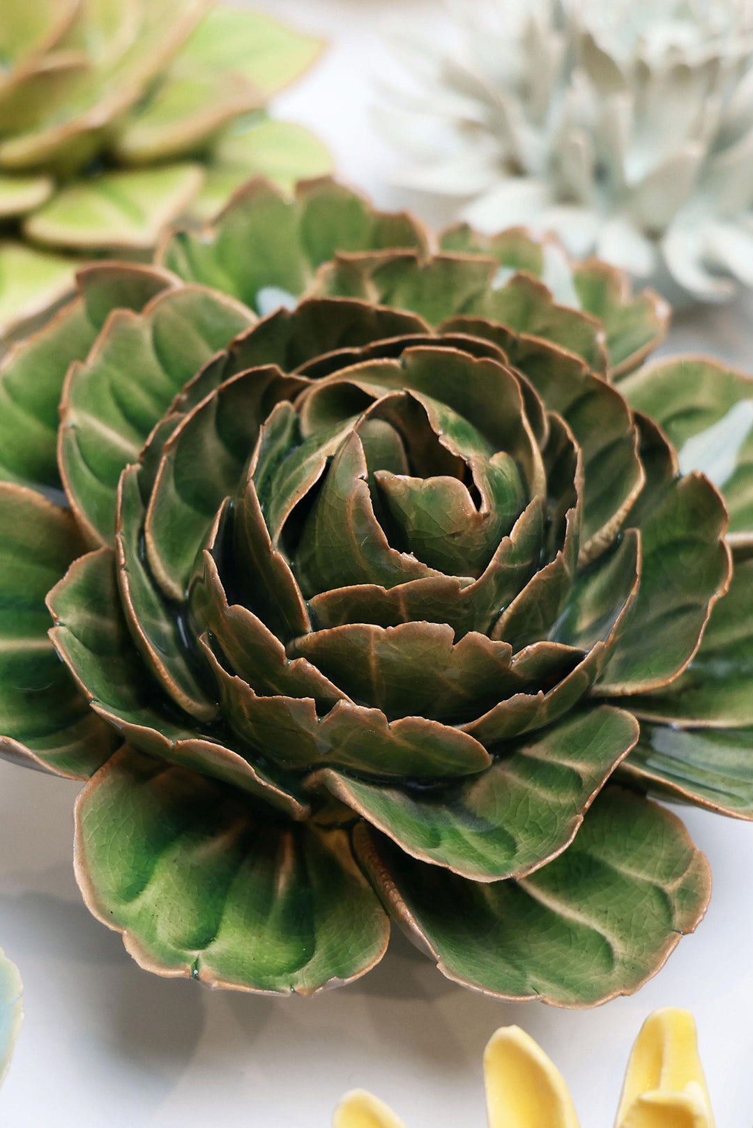 Avocado Green Rozella Peony - Chive Ceramics Studio - Ceramic Flowers - Chive Ceramics Studio