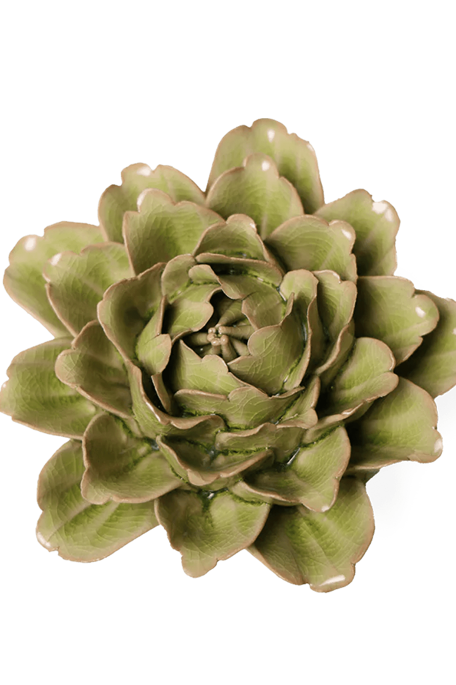 EG06 Peridot Comanche Peony - Chive Ceramics Studio - Ceramic Flowers - Chive Ceramics Studio