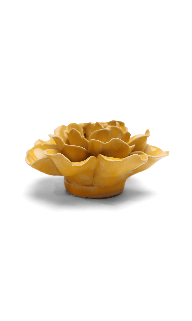 Burnt Yellow Rose ceramic wall flower — English Garden — handmade by Chive Studio Toronto