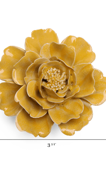 Burnt Yellow Rose ceramic wall flower — English Garden — handmade by Chive Studio Toronto