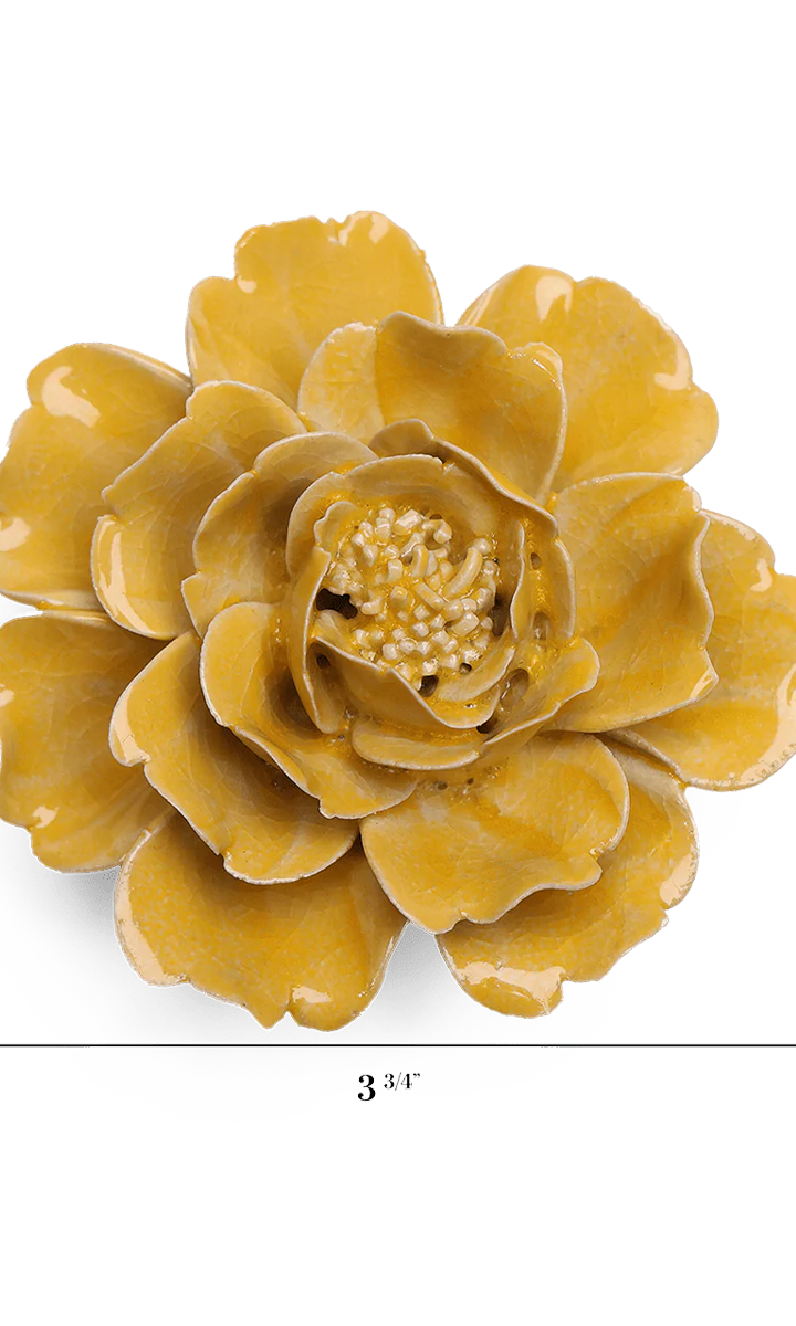 Burnt Yellow Rose ceramic wall flower — English Garden — handmade by Chive Studio Toronto