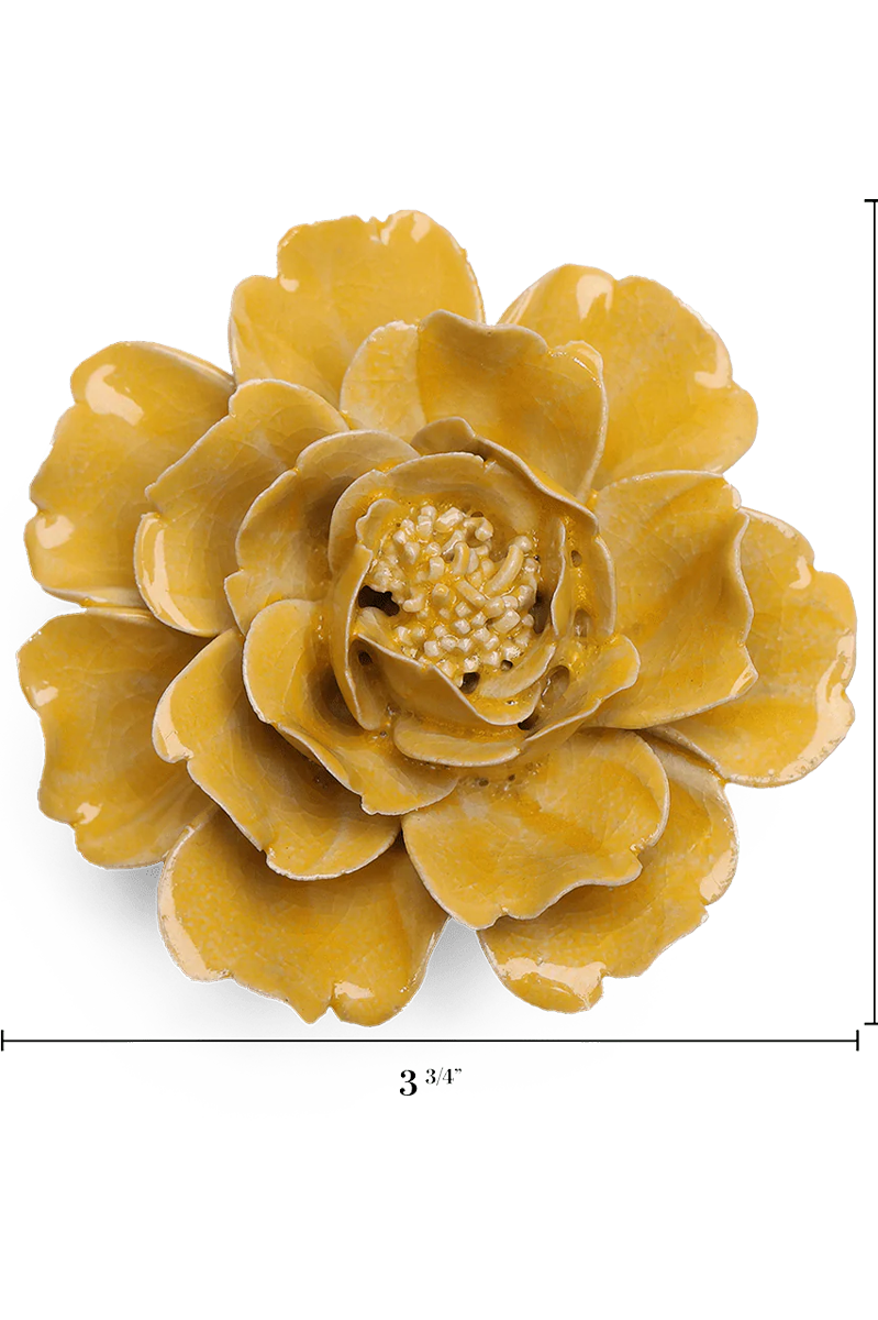 Burnt Yellow Rose ceramic wall flower — English Garden — handmade by Chive Studio Toronto