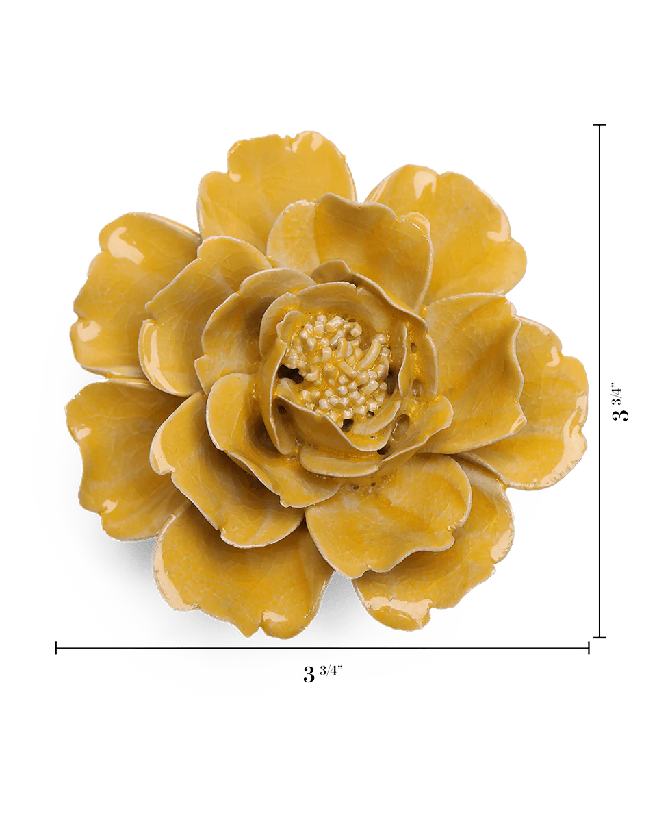 Burnt Yellow Rose ceramic wall flower — English Garden — handmade by Chive Studio Toronto