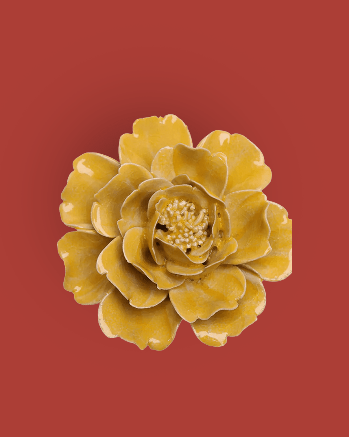 Burnt Yellow Rose - Chive Ceramics Studio - Ceramic Flowers - Chive Ceramics Studio