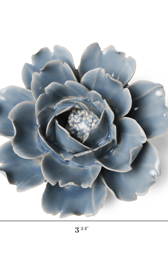 Pastel Blue Rose ceramic wall flower — English Garden collection — by Chive Studio