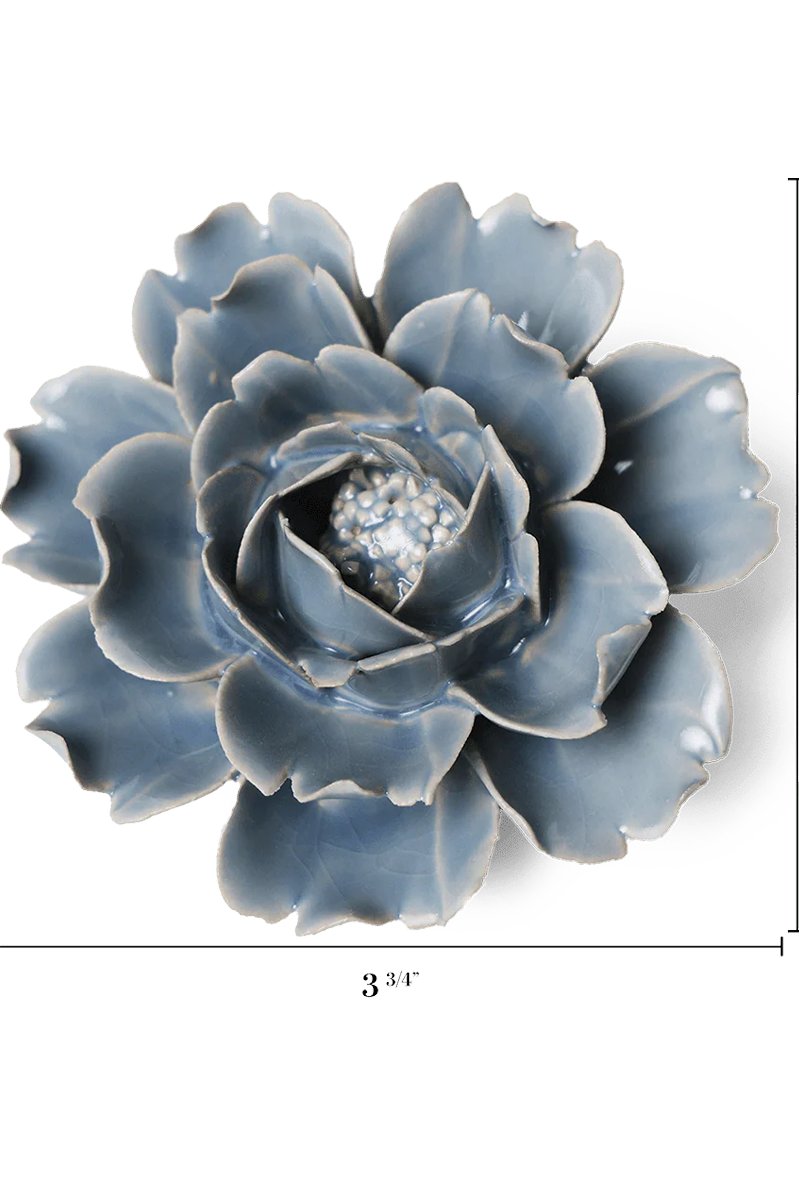 Pastel Blue Rose ceramic wall flower — English Garden collection — designed in Toronto by Chive Studio