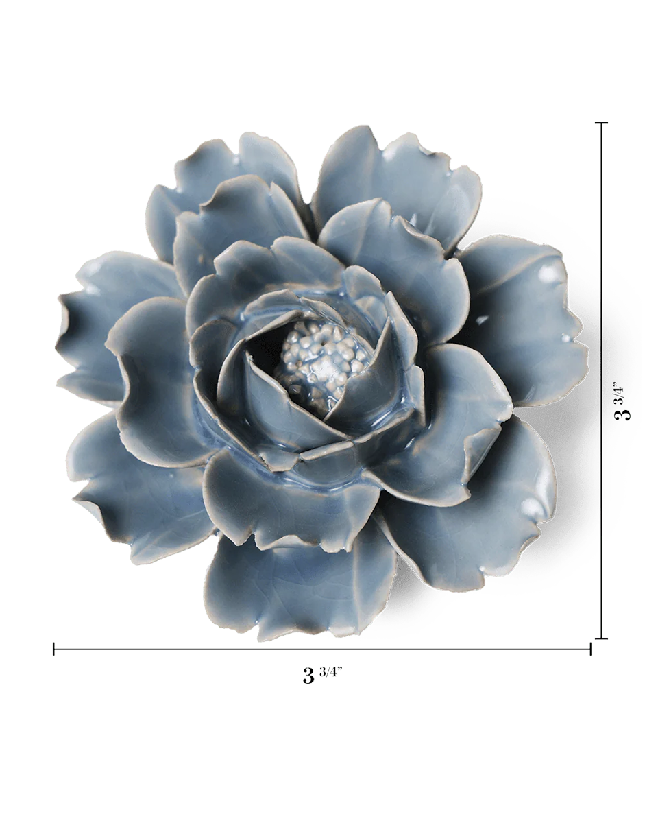 Pastel Blue Rose ceramic wall flower — English Garden collection — designed in Toronto by Chive Studio